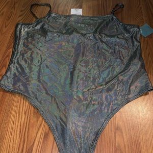 Forever 21+ black silver Bodysuit